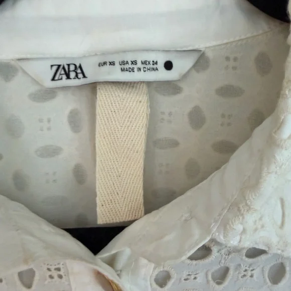 Zara ecru openwork embroidery mini dress XS - Picture 8 of 10